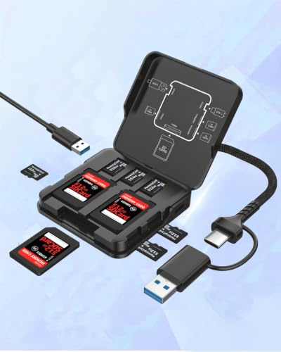 Adaptador Lector de Tarjetas SD USB 4.0 11 en 2, 312 MB/s UHS-II, Doble Interfaz USB-C y USB 3.0, 5 Ranuras para Tarjetas TF/SD, Plug & Play, Rápido para iOS/Android/macOS/Windows/Linux y Más | USB-C & USB 3.0 SD Card Reader con 5 ranuras para tarjetas TF/SD, rápido para iOS/Android/MacOS/Windows/Linux y más