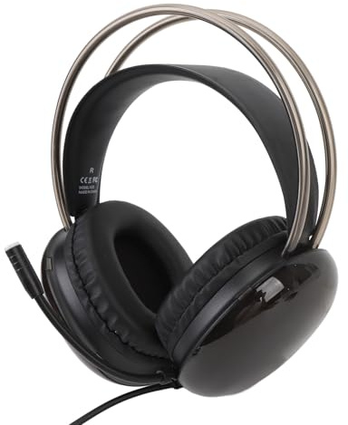 Omquot Gaming Headset RGB Justerbara Over Ear-hörlurar med Mikrofon för PC - 50 Mm Surround Sound Passar för Spelare (Svart)
