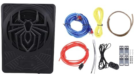 Buachois Subwoofer per auto sotto sedile, subwoofer attivo slim, amplificatore subwoofer per auto, subwoofer amplificato per auto e veicoli (Luce blu)