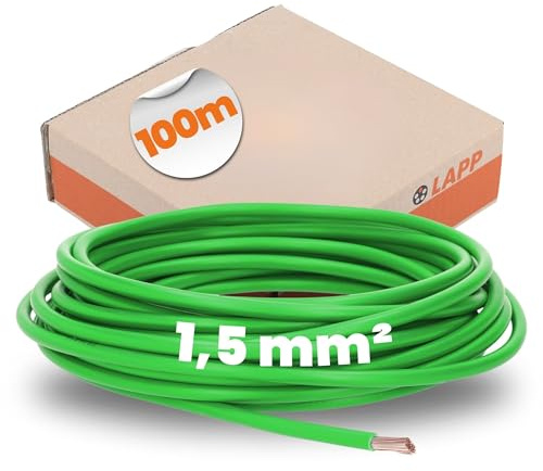 Lapp 100m H07V-K 1,5 mm² Grün - Aderleitung Flexibel - Verdrahtungsleitung | PVC-Einzelader für Schaltschrank und Leuchten - Feindrähtige Litze 1,5mm2 - Kupferleiter Klasse 5 - VDE-Zertifiziert