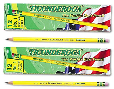 Ticonderoga Yellow Pencil, No.1 Extra Soft Lead, Dozen DIX13881 (2-Pack)