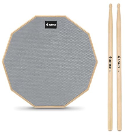 Donner Practice Pad Drum Übungspad 8 Zoll/20.32cm mit Drumsticks