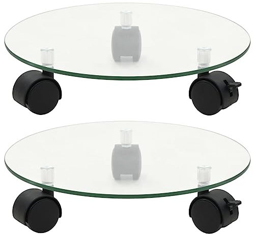vidaXL Pflanzenst?nder mit Rollen 2 St¡§1ck Hartglas 28 cm Rund