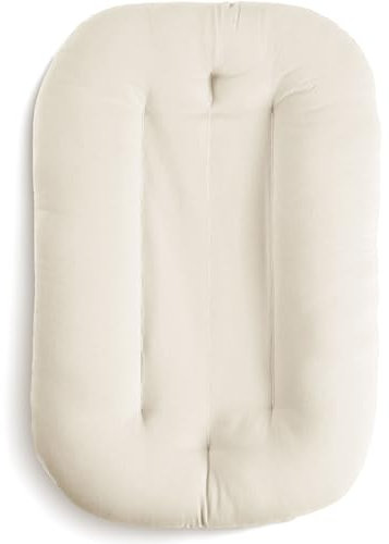 Snuggle Me® Babynest (0-9 Monate) - Premium Babynestchen Neugeborene, Bio-Baumwolle mit Faserfüllung, Ungepolsterte Mitte, die Umarmungen imitiert, 100% Maschinenwaschbar, Inkl. Reisetasche (Natural)