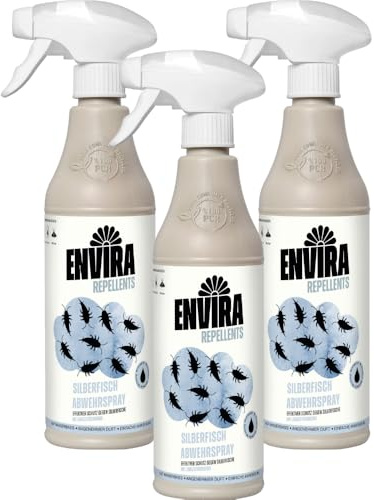 Envira Silberfischspray 3 x 500 ml - gegen Silberfische & Papierfische | Silberfisch Spray mit Langzeitwirkung & Mittel gegen Papierfischchen - wirkt in der Wohnung, Silberfischchen loswerden