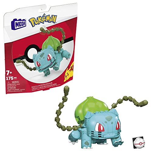 MEGA POKÉMON Bisasam - Bauset mit beweglicher Figur und Kampfeffekten, 175 Bausteine, inklusive Pokéball-Stift, für Kinder ab 6 Jahren, GVK83