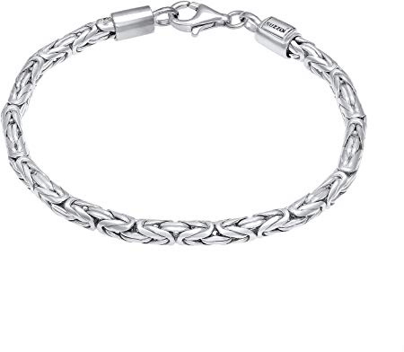 Kuzzoi Buddha Silber-Armband für Herren, handgefertigte Königskette Armschmuck aus massiven 925 Sterling Silber poliert, Herrenarmband (4 mm) mit Karabiner, 19 g, 0209171420