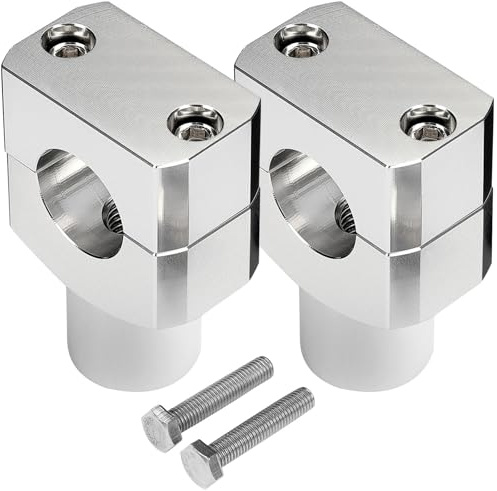 KEMIMOTO 1 Inch Motorcycle Handlebar Risers,Aluminum Alloy Motorcycle Risers,Rise height 1.5 Inches,Compatible with Sportster Softail Dyna V-star Shadow,Universal Motorcycle Accessories,Silver