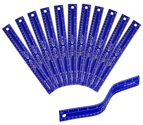 It's Academic Flexi Rulers, 12-inch Flexible Non-Breakable Ruler, 12-Pack, Blue