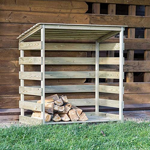 Harrier Wooden Outdoor Log Store - Strong & Heavy-Duty Log Storage Box | Perfect For Firewood & Kindling | Slatted Design Increases Airflow | Pressure Treated Timber