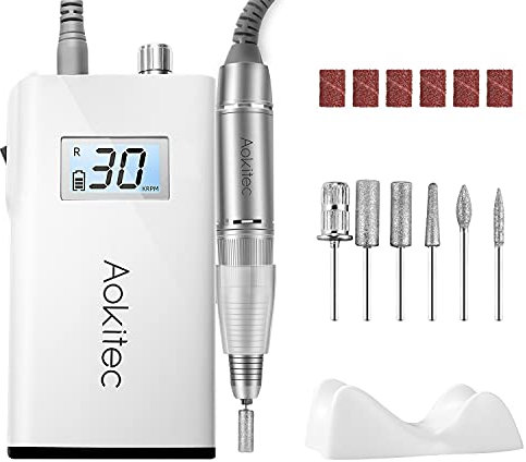 Aokitec Nagelfräser für Gelnägel, Professionell Elektrische Nagelfeile für Acryl Nagelset, 30000 RPM Nagelfeile Elektrisch für Maniküre & Pediküre, Nagel Zubehör, Nägel Selber Machen