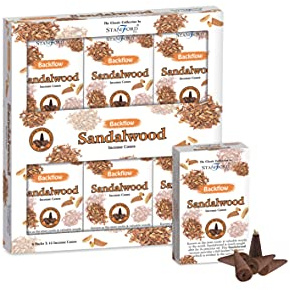 Stamford London 30430 Sandalwood Incense Backflow Cones, 12 Cones x 6 Packs