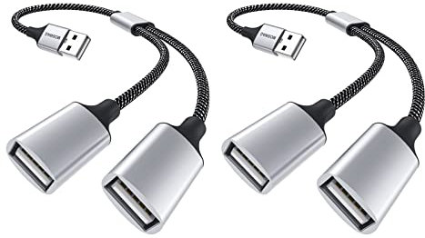 MOSWAG USB Splitter, USB to 2USB Female Adapter, usb Y Splitter Adapter Dual USB 2.0 Extension Cable for Power Cable for Charging/Data Transfer/Laptop/Mac/Car