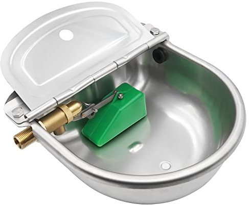 Svauoumu Tränke mit Messing Ventil Schwimmerventil,Automatischer pferdetränke Edelstahl für Rinder Pferde Schafe Ziege Hunde Wassertrog Farm Ersatzteile 4L