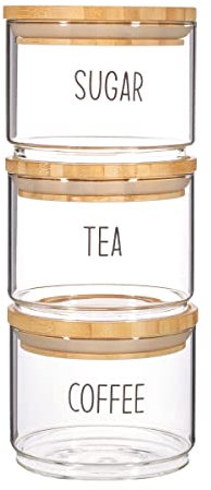 Sass & Belle Tea, Coffee, Sugar Stacking Jars - Set Of 3