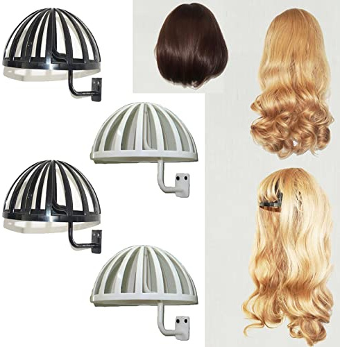 Wig Stand Holders & Hangers, Plastic Wig Head Display Tool, Wall Mounted, Black & White