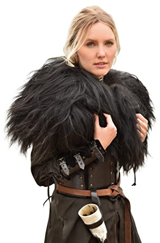 Battle-Merchant Wikinger Schulterfell | Gemütliches Mittelalter Fell, Lammfell, echt Naturfell, Tierfell, Damen & Herren, LARP & Fantasy Cosplay