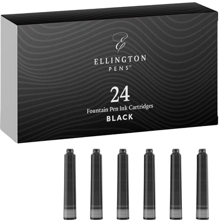 Ellington Pens Lot de 24 cartouches d'encre de taille standard internationale pour stylo plume - Qualité supérieure et non toxique - Encre longue durée