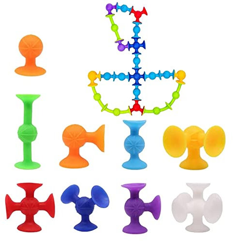 WUERKIYA 33PCS Sucker Toy Sucker Toys Fléchettes Blocs de Construction en Silicone Ventouse Construction Amusante Jouets de Construction créatifs et éducatifs Fléchettes Sucker Pop Sucker Jeu