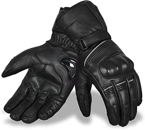 Hand Fellow Echtes Leder Winter Motorradhandschuhe wasserdichte Winter Motorbike Gloves Winddicht Touchscreen Warme Handschuhe Hard Knuckle