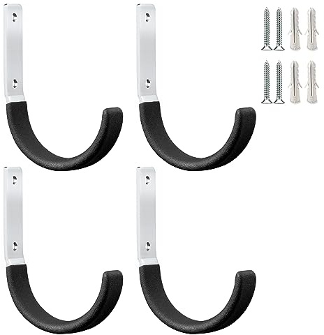 GeeWatom Heavy Duty Steel Garage Hooks,Garage Storage Utility Hooks,Heavy Duty Garage Tool Organizer,Steel Wall Mount Hooks, Hose Hanger, Small Garden U Hooks (Black 4 Pack)