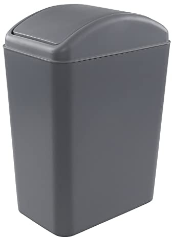 Begale 1-Pack 4.5 Gallon Plastic Swing Lid Garbage Bin, Swing Top Trash Can, Grey