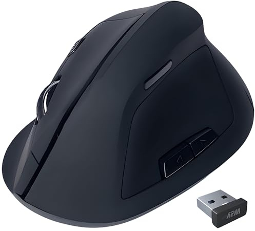 APM Ergonomische Kabellose Maus, 2,4 GHz, mit USB-Empfänger, einstellbare DPI 800/1200/1600, 6 Tasten, Batterie enthalten, kompatibel mit PC, Mac und Laptop, 571173