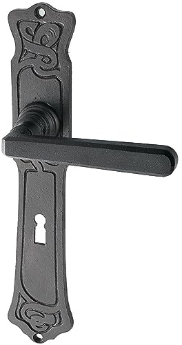 Ventano Türbeschlag für Zimmertür antik aus Gusseisen schwarz im Jugendstil Modell „Recknitz “