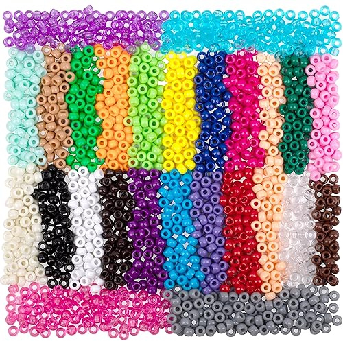 GMMA Pony-Perlen für Armbänder, Kunststoffperlen zur Schmuckherstellung, bunte Perlen für Freundschaftsarmbänder, 6 x 9 mm, mehrfarbige Perlen zum Haarflechten, DIY-Armband, Halskette,