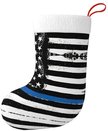 EdWal Retro-Strümpfe, blaue dünne Linie, USA-Flagge, Kamin, 45,7 cm, Weihnachtsstrumpf, für Familie, Weihnachten, Urlaub, Party, Dekoration