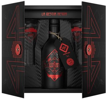 The Illusionist La Bestia Negra Gift Set | The Illusionist Gin FCB Munich Ed. | Set regalo premium con 2 bicchieri e libro dei cocktail | Berry & Fresh | 45% vol. | Bottiglia singola da 500 ml