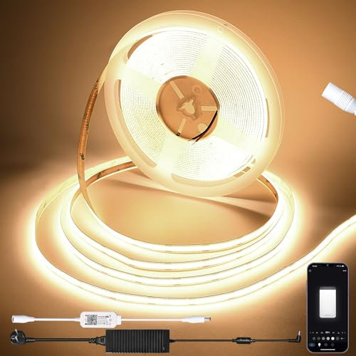 Striscia LED 10 Metri,Striscia LED 24V,Strisce COB 3840LEDs CRI 90+ Dimmerabile strisce led adesive Camera da letto,Cucina illuminazione fai da te,Compatibile con Alexa/Google Home (10M set)