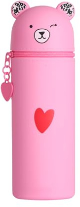 NICEIN Kawaii Federmäppchen, 2-in-1 Stand Mäppchen mit Reißverschluss, Niedliches Cartoon Tier Federmappe, Federtasche für Schülerin Teenager Mädchen, Große Pencil Case, Aesthetic Schulbedarf (Rosa)