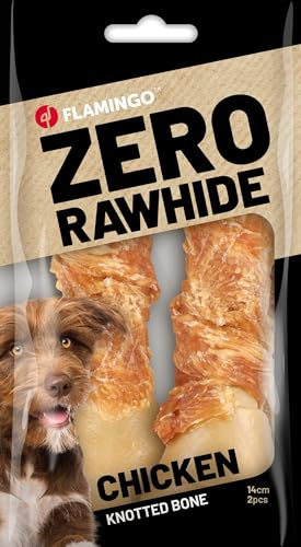 Flamingo - Snack Os Noué pour Chiens - Saveur Poulet, Taille 14 cm, 2 Pièces, 120 g - Idéal pour Petit et Moyen Chien