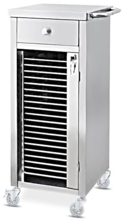 XLIHAWY Metal Movable File Carts, Stainless Steel Material Storage Filing Cabinet, Mobile Medical Trolley Cart With Wheels For Office Clinic Beauty Salon(35.5x38x66cm)