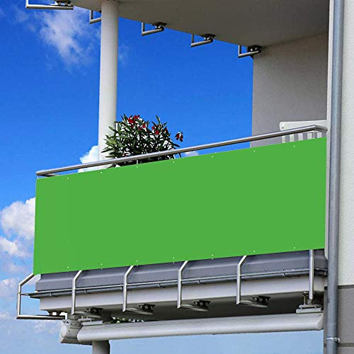 Sichtschutz Balkonbespannung 110x400cm wetterfest 100% Sichtschutz inklusive Gartenzaun Markise und Mauer Grün ideal für Balkon Sichtschutz und Sonnenschutz