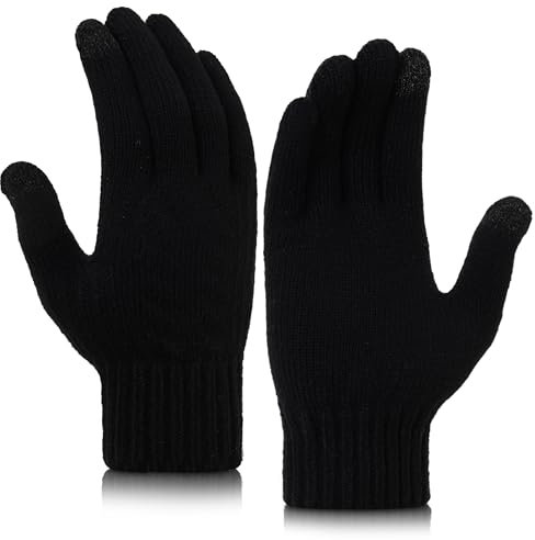 GERIINEER Winterhandschuhe Touchscreen Strickhandschuhe Fingerhandschuhe Sport Warm und Winddicht Winter Handschuhe für Skifahren Radfahren Geeinget für Damen und Herren