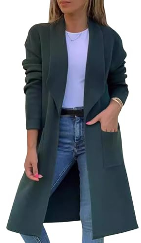 Wintermantel Damen Lang Elegant Trenchcoat Damen Mit Taschen Wollmantel Winter Herbstmantel Tweed Jacke Winterjacke Warm Mantel Mit Reversekragen Übergangsjacke Frauen Lässiges Kaschmirmantel