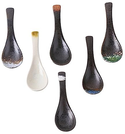 LIFKOME Cucchiai Da Zuppa in Ceramica 6 Pezzi Cucchiai Casa Da Riso Utensili Da Cucina Pratici E Decorativi Per Tavolo