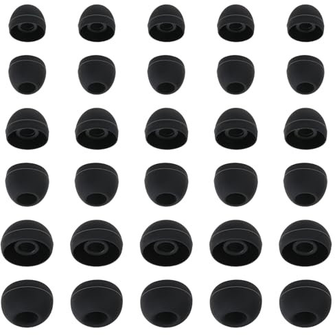 Lot de 30 embouts de rechange en silicone souple compatibles avec la plupart des écouteurs - 15 paires d'embouts noirs - Tailles S/M/L