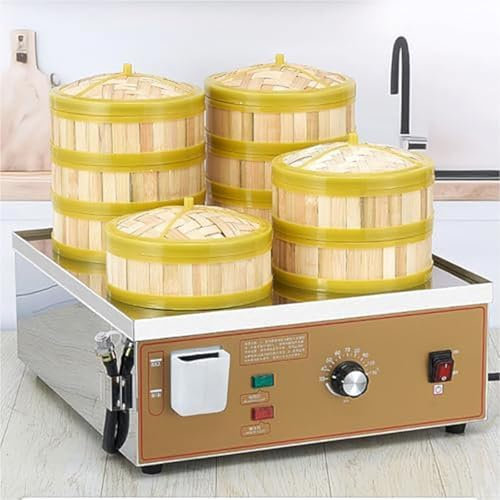 PRMTYUP Macchina Elettrica per Panini al Vapore, Vaporeria Elettrica Professionale, Macchina per Panini al Vapore A 2/4/6 Fori, Vaporeria in Acciaio Inox per Panini,4hole