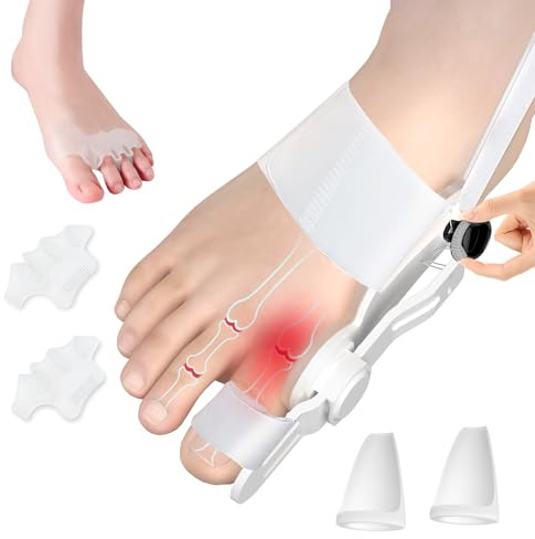 Hallux Valgus Korrektur - Verstellbar Zehenspreizer Hallux Valgus Schiene, Bequem Plus Ballenzeh Korrektur Mit Silikon Zehentrenner Schutz Und Hammerzehenpolster,Unisex Zehentrenner-Set,Universalgröße