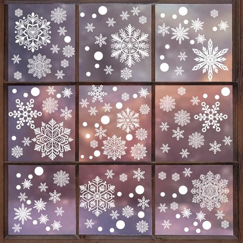 JOFONY 301 Stück Schneeflocken Fensterbilder Weihnachten, Wiederverwendbar Winter Fensteraufkleber, Weihnachts Fenstersticker Selbstklebend für Glas Türen Fensterdeko