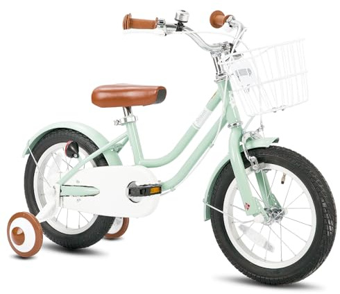 STITCH Bubble 16 Zoll Kinderfahrrad für 5-7 Mädchen Fahrrad, 16 Zoll Mädchen Fahrrad mit Stabilisator und Korb, grün