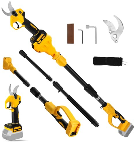 Electric Pruning Shears Compatible with DeWalt 20V Max Battery, 2-in-1 Cordless Garden Shears with 6.56FT Extension Pole, 30mm Cutting Diameter Cordless Pole Pruner Garden Tool(Battery Not Included)