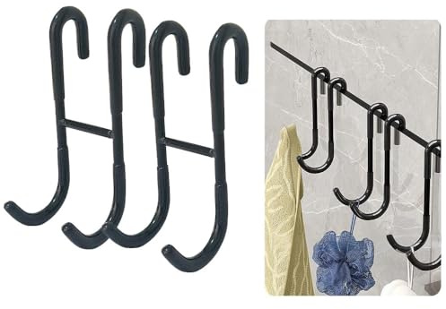 Lot de 2 crochets de douche, pour paroi en verre, sèche-serviettes, pour mur en verre, douche, porte, antirouille et très résistant, noirs