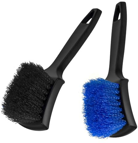 GOTDYBST Detailing Car Wheel Cleaning Brush: 2 Pcs Tyre Brushes,Alloy Wheel Brush - Easy Dirt Removal Bristles with Comfortable Handle,for Tires, Rims, Motorcycles, Bicycles, Boats
