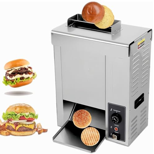 Kindevieft Commercial Burger Bun Grill,Electric Vertical Burger Bun Baking Machine,1800PCS/H,50-300℃ Adjustable/Double Row Import/Automatic Conveyor Grill