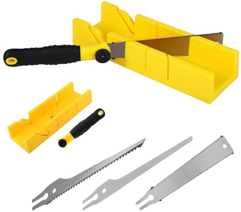 CAIEJSAEN 3 Drei Gehrungslade mit Säge Austauschbaren Sägeblättern Gärungsschablone mit Säge Präzise Gehrungs Winkelschnitte Robustes Stabiles Winkelschneide Handgehrungssägen 45°Gehrungssäge