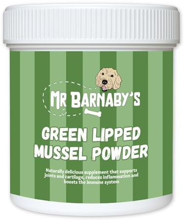 Mr Barnaby's Green Lipped Mussel Powder Supplement for Dogs - 100g - Joint Care Supplement, Helps with Mobility & Inflammation - Rich in Omega-3 Fatty Acids & Amino Acids, with Glucosamine